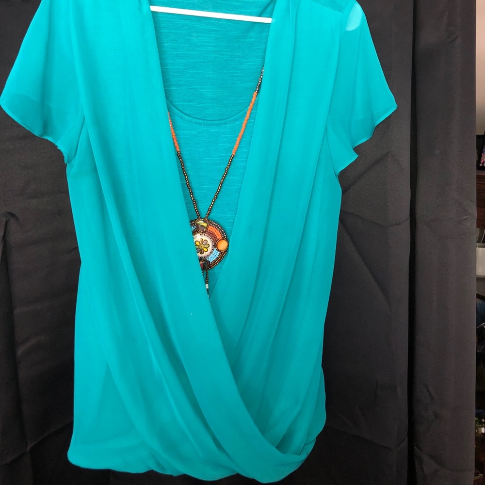 Blue Blouse with necklace